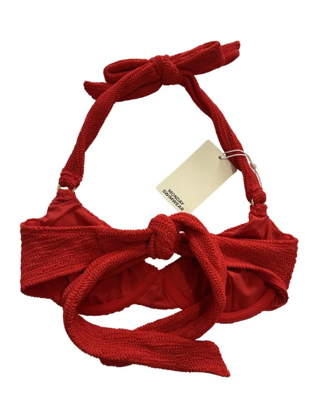 MONDAY Swimwear Honolulu Bikini Top in Chili Pepper Crinkle